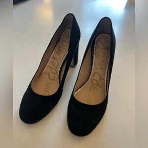 Sam Edelman, Stillson Black Suede Pumps, Chunk Heel, Size 9.5